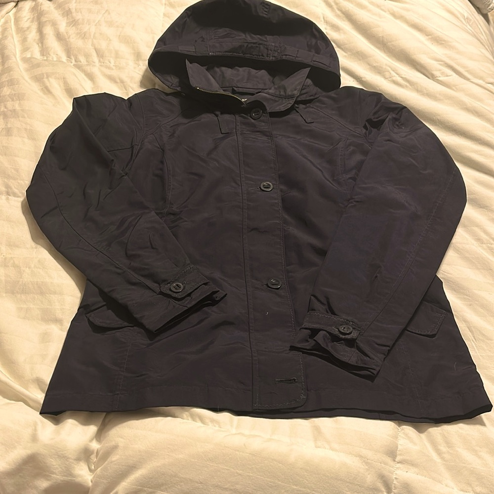 Lands End - Black Removable Hood Lightweight Jacket - Small